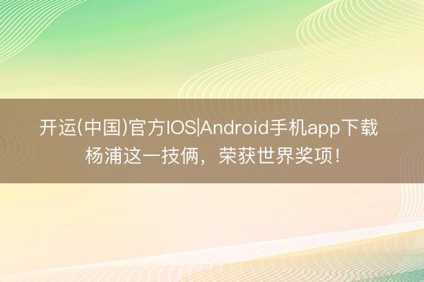 开运(中国)官方IOS|Android手机app下载 杨浦这一技俩，荣获世界奖项！