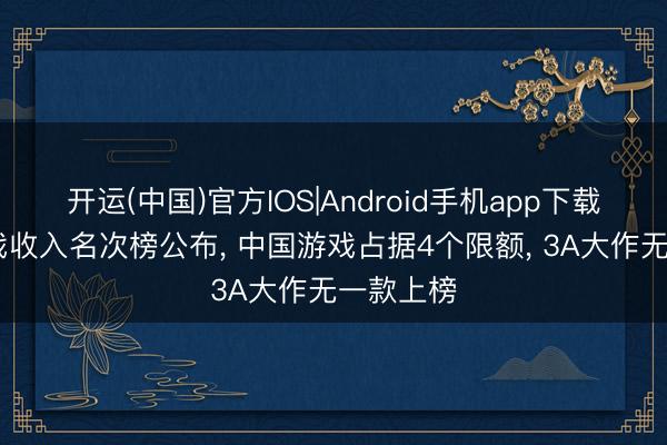 开运(中国)官方IOS|Android手机app下载 群众游戏收入名次榜公布， 中国游戏占据4个限额， 3A大作无一款上榜