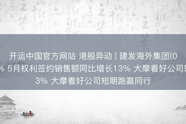 开运中国官方网站 港股异动 | 建发海外集团(01908)涨超3% 5月权利签约销售额同比增长13% 大摩看好公司短期跑赢同行