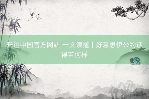 开运中国官方网站 一文读懂丨好意思伊公约谈得若何样